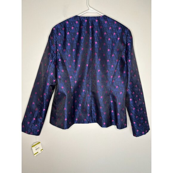 ANNE KLEIN NEW Dahlia Cropped Pant Suit Women 14 Royal Pink Animal $228 retail - Picture 5 of 13